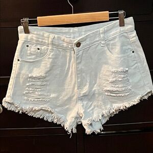 SHEIN White Frayed Jean Shorts